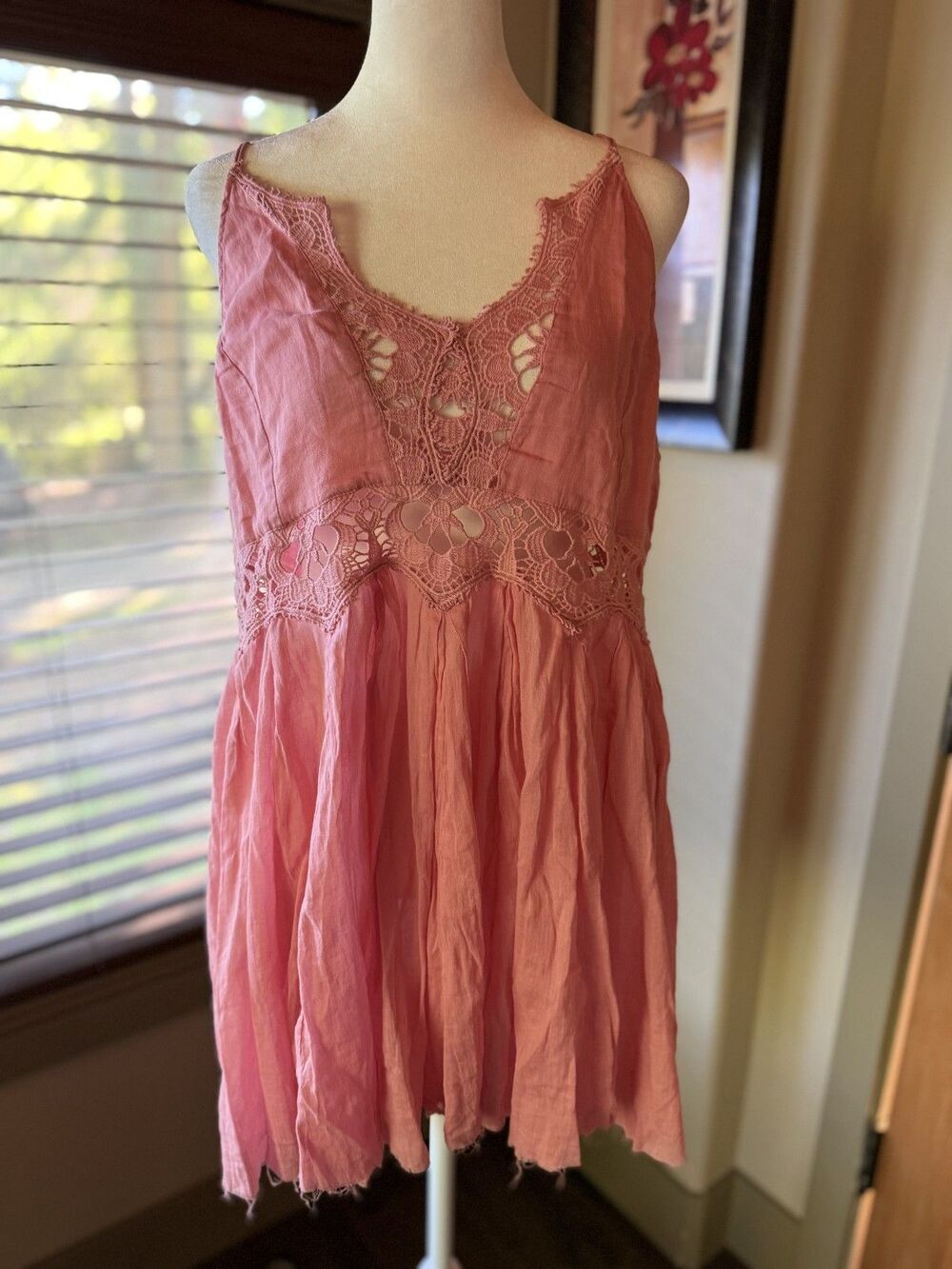 Free People Ilektra Lace Accent Cotton Slip Dress